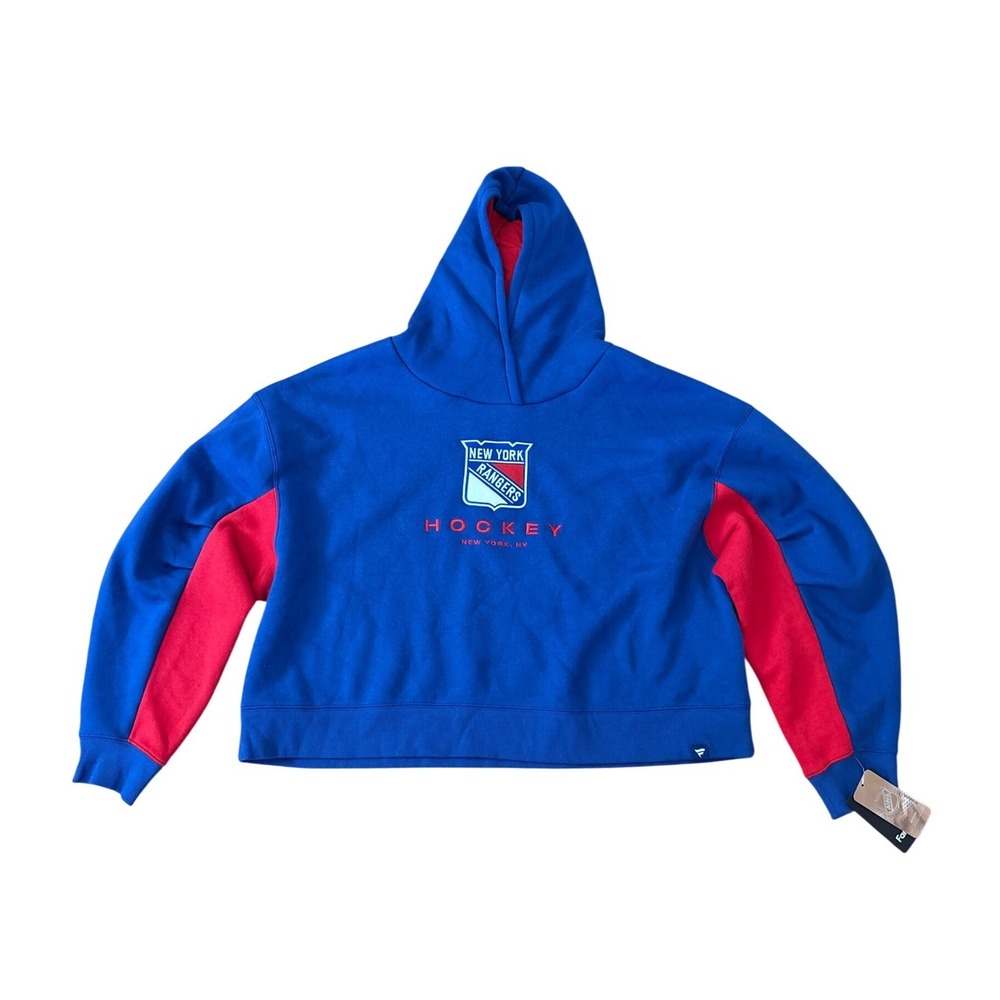 Fanatics New York Rangers Hoodie Women Blue Red Cropped Pullover SIZE XL